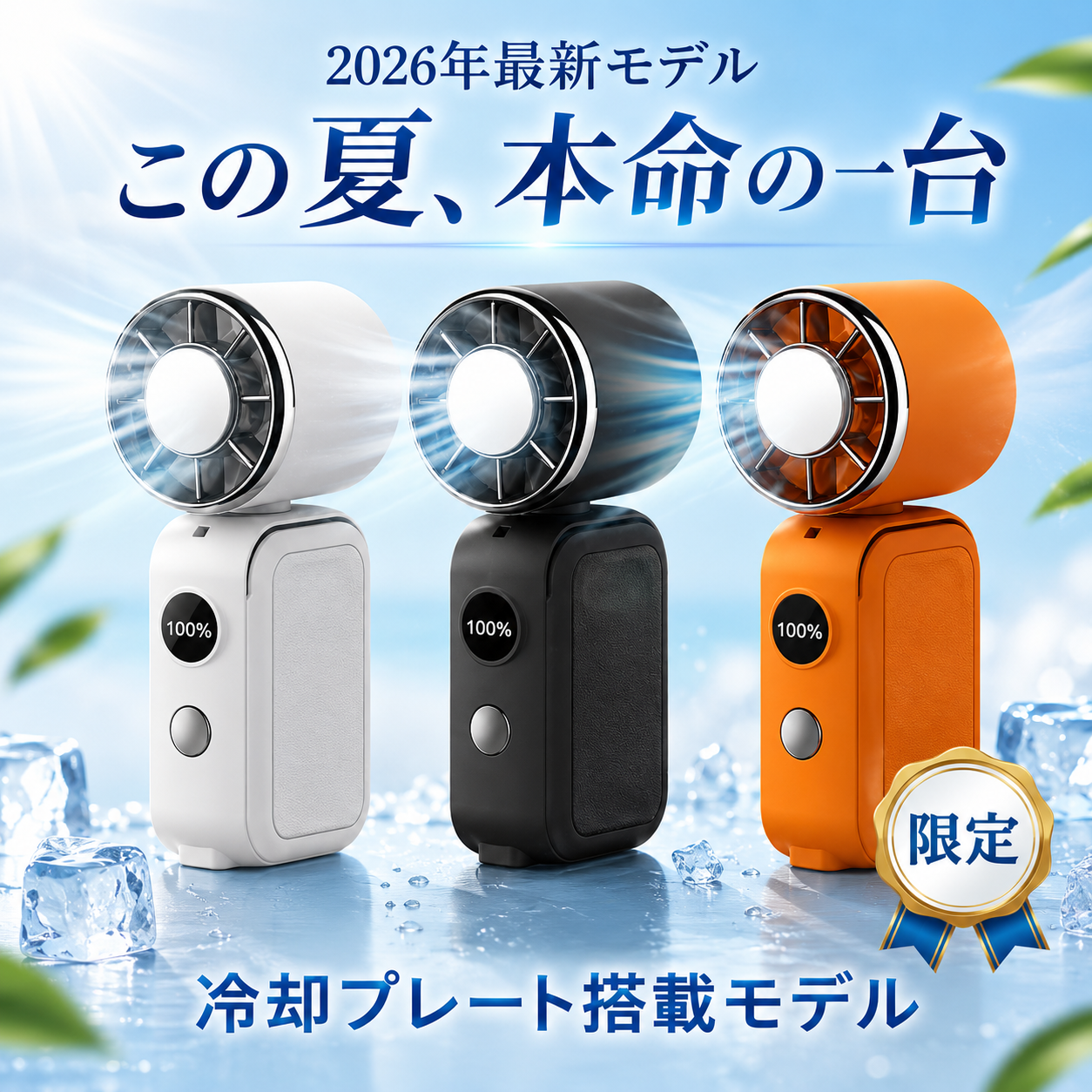 【超小型ハンディファン】 冷却プレート搭載  携帯扇風機