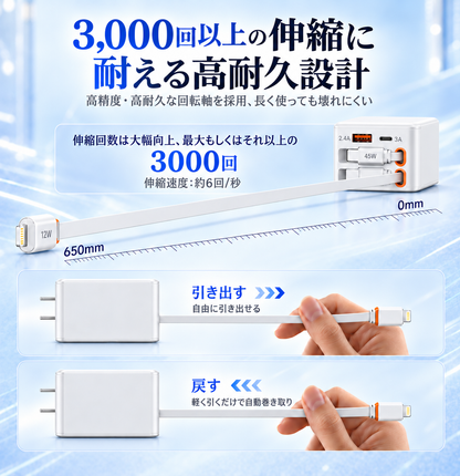 ラクチャージ™｜ケーブル内蔵 4in1 急速充電器
