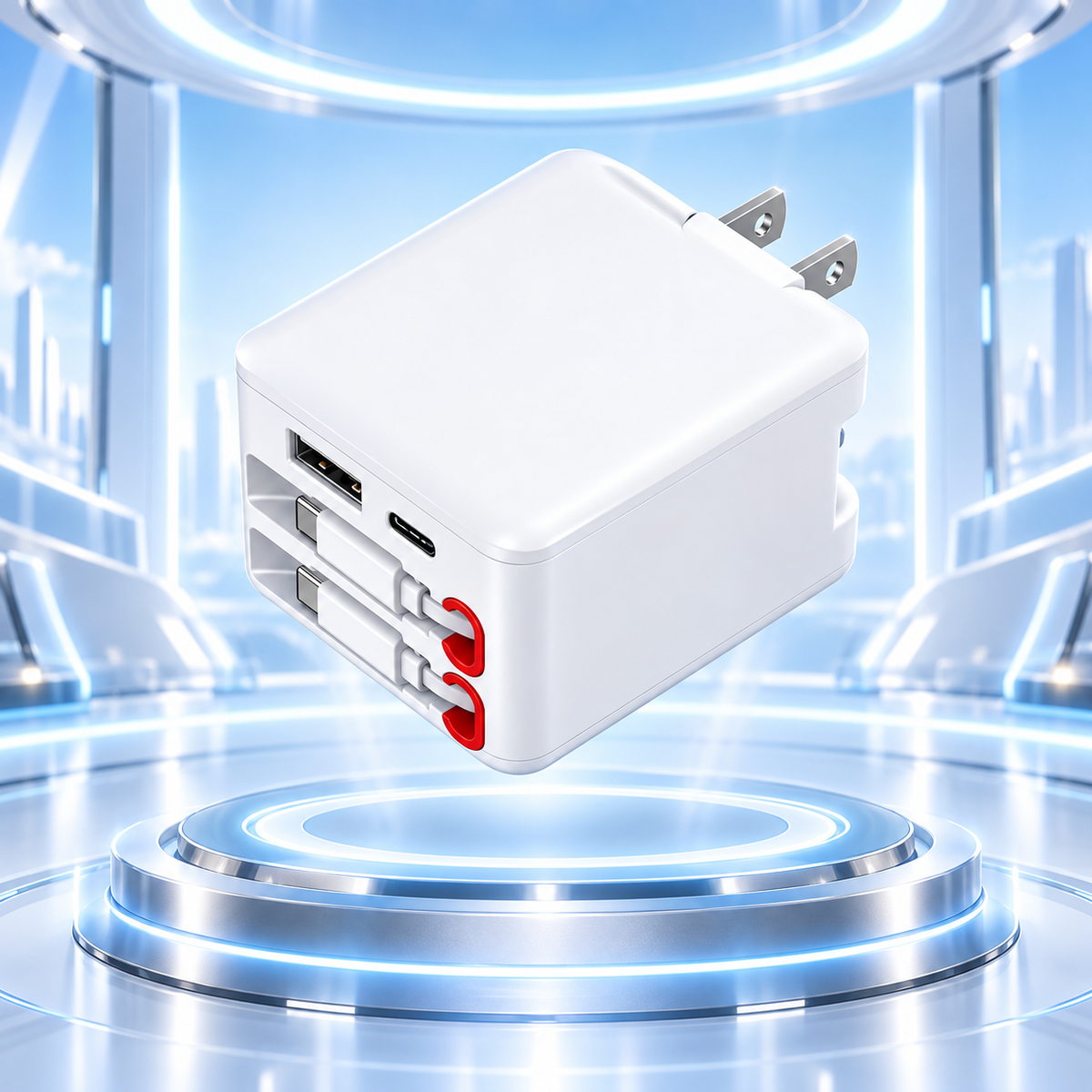 ラクチャージ™｜ケーブル内蔵 4in1 急速充電器