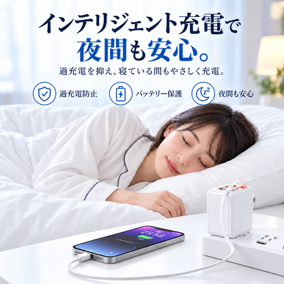 ラクチャージ™｜ケーブル内蔵 4in1 急速充電器