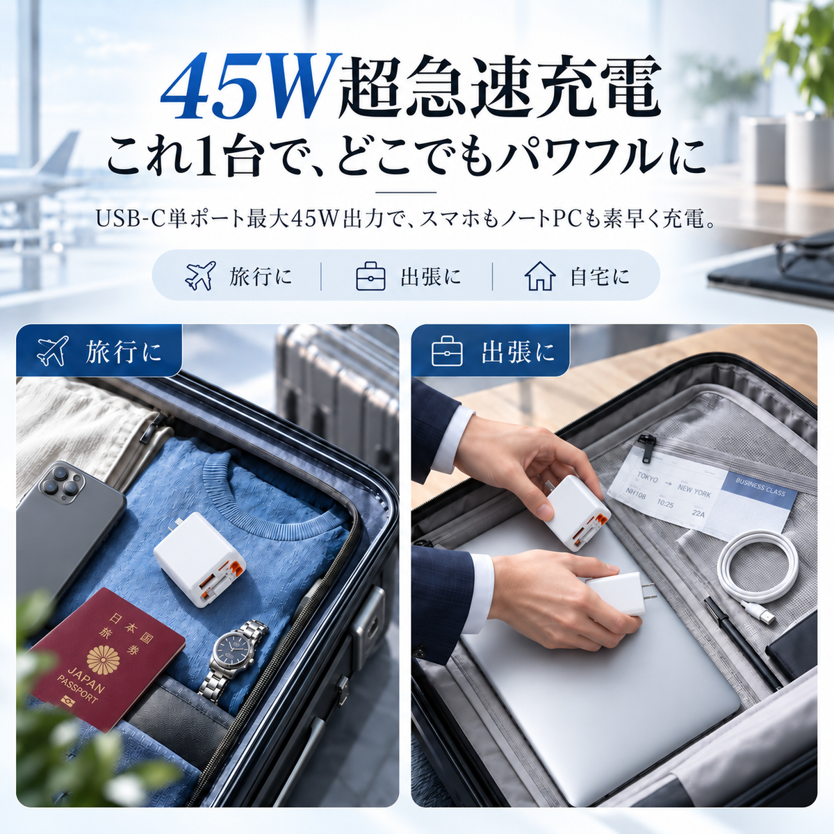 ラクチャージ™｜ケーブル内蔵 4in1 急速充電器
